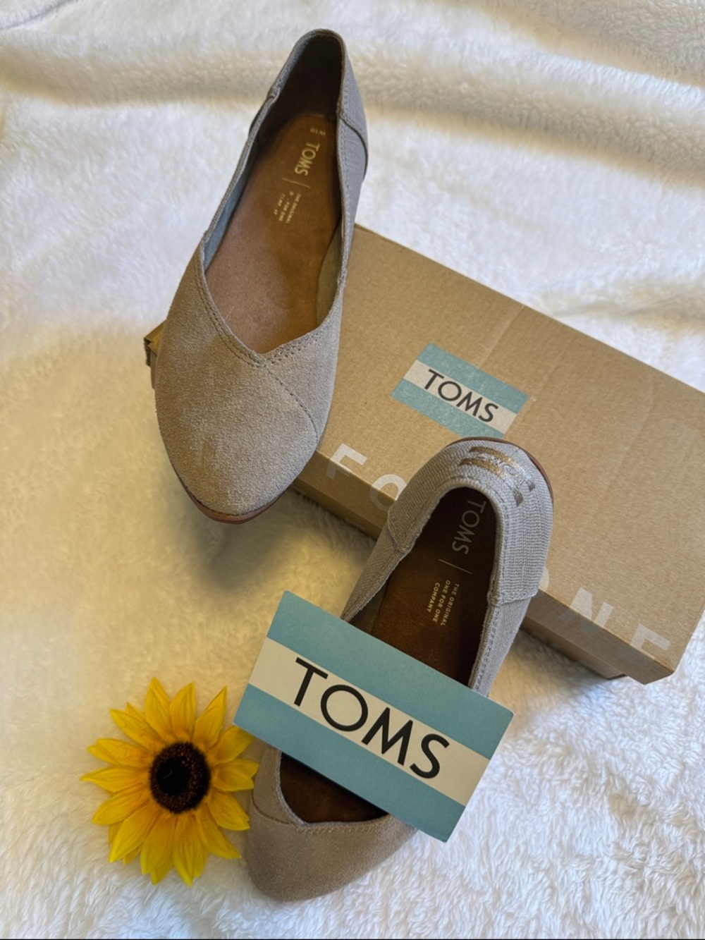 TOMS Women's Flats in Taupe Suede/Heritage Canvas Mix